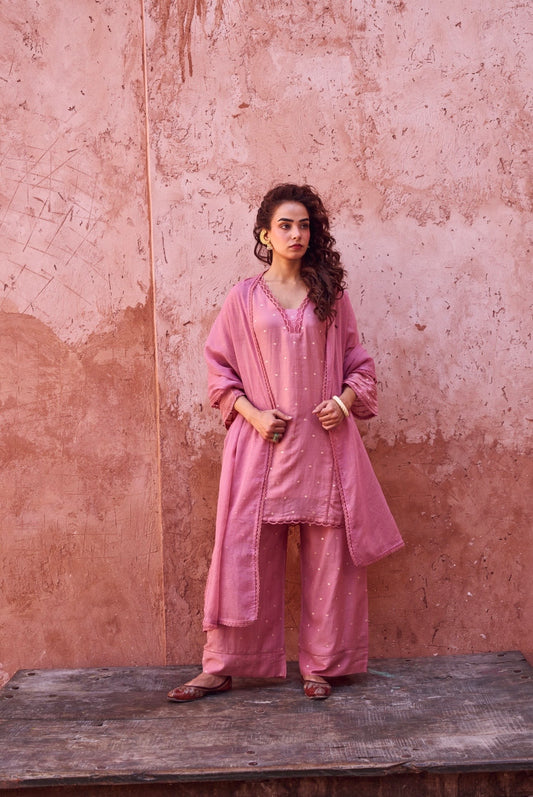 ROSE PINK MUL COTTON SUIT SET