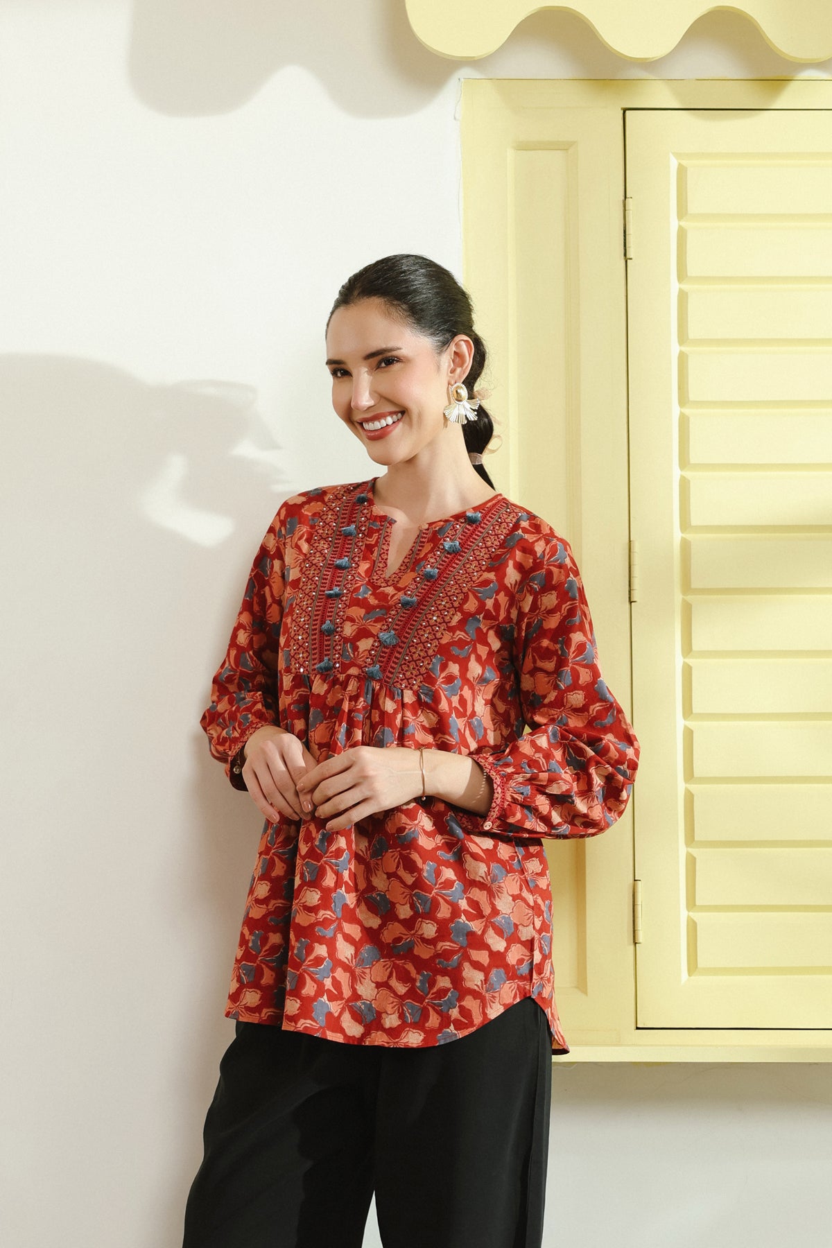 Red and Blue Cotton Top