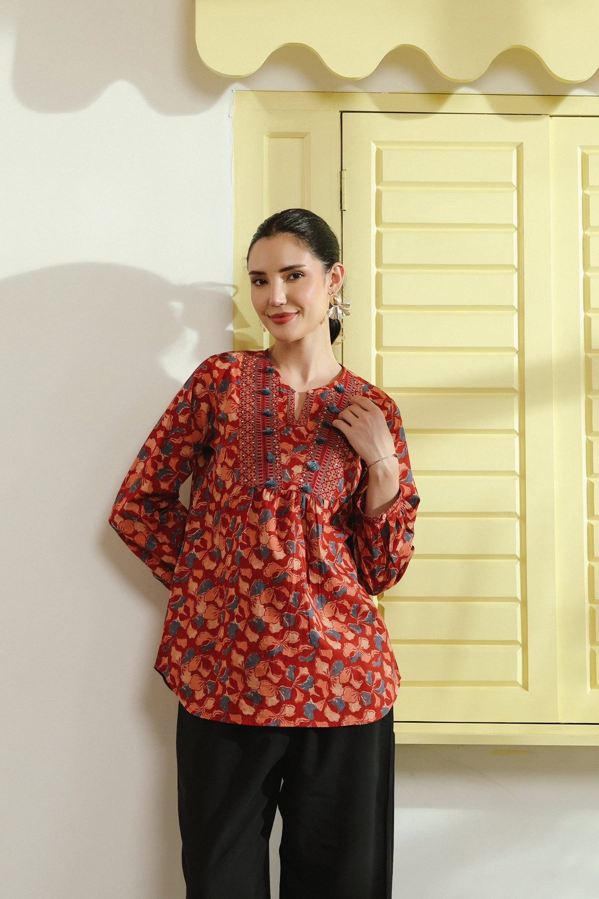 Red and Blue Cotton Top