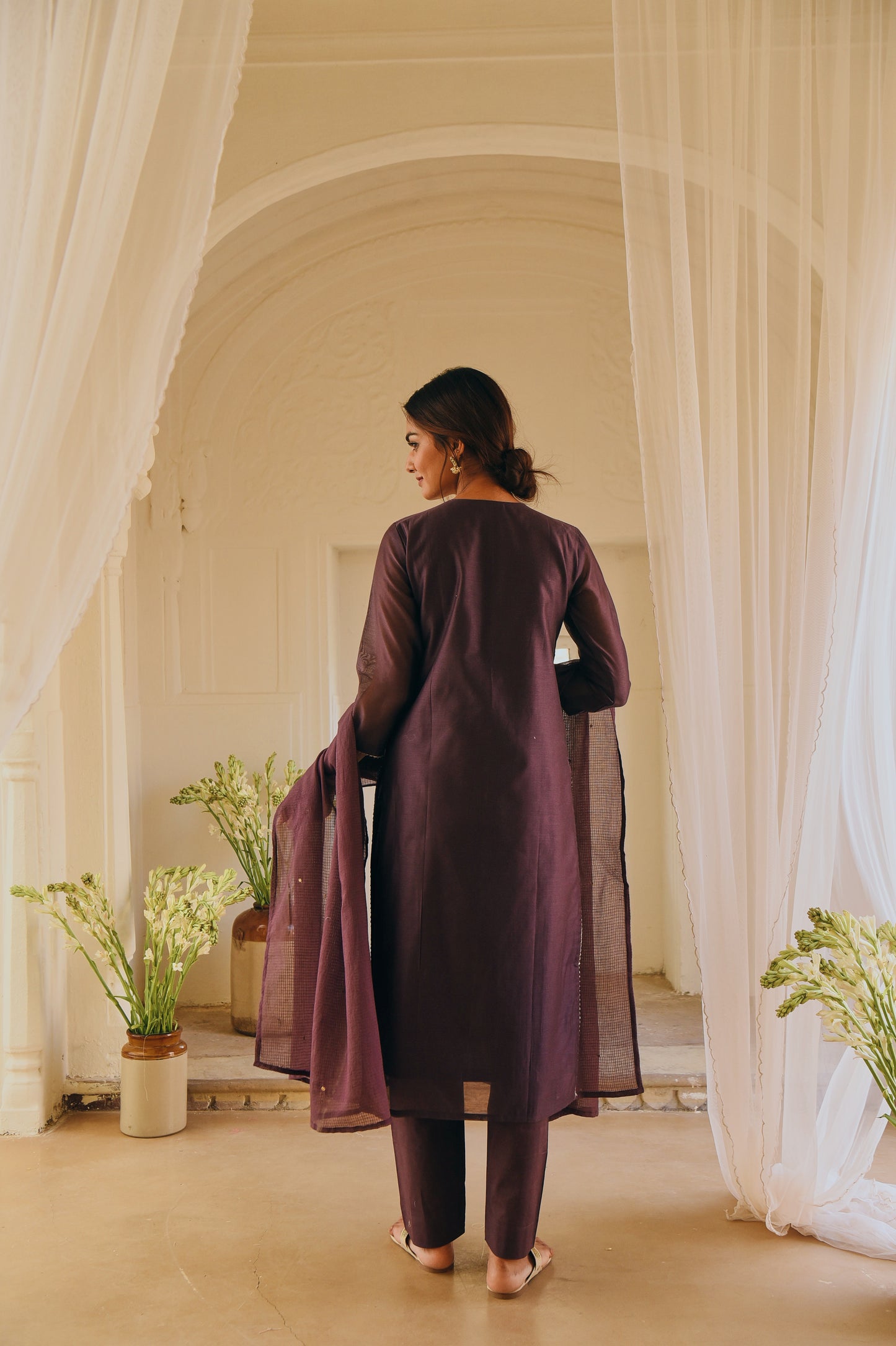 PURPLE EMBROIDERED KURTA SET