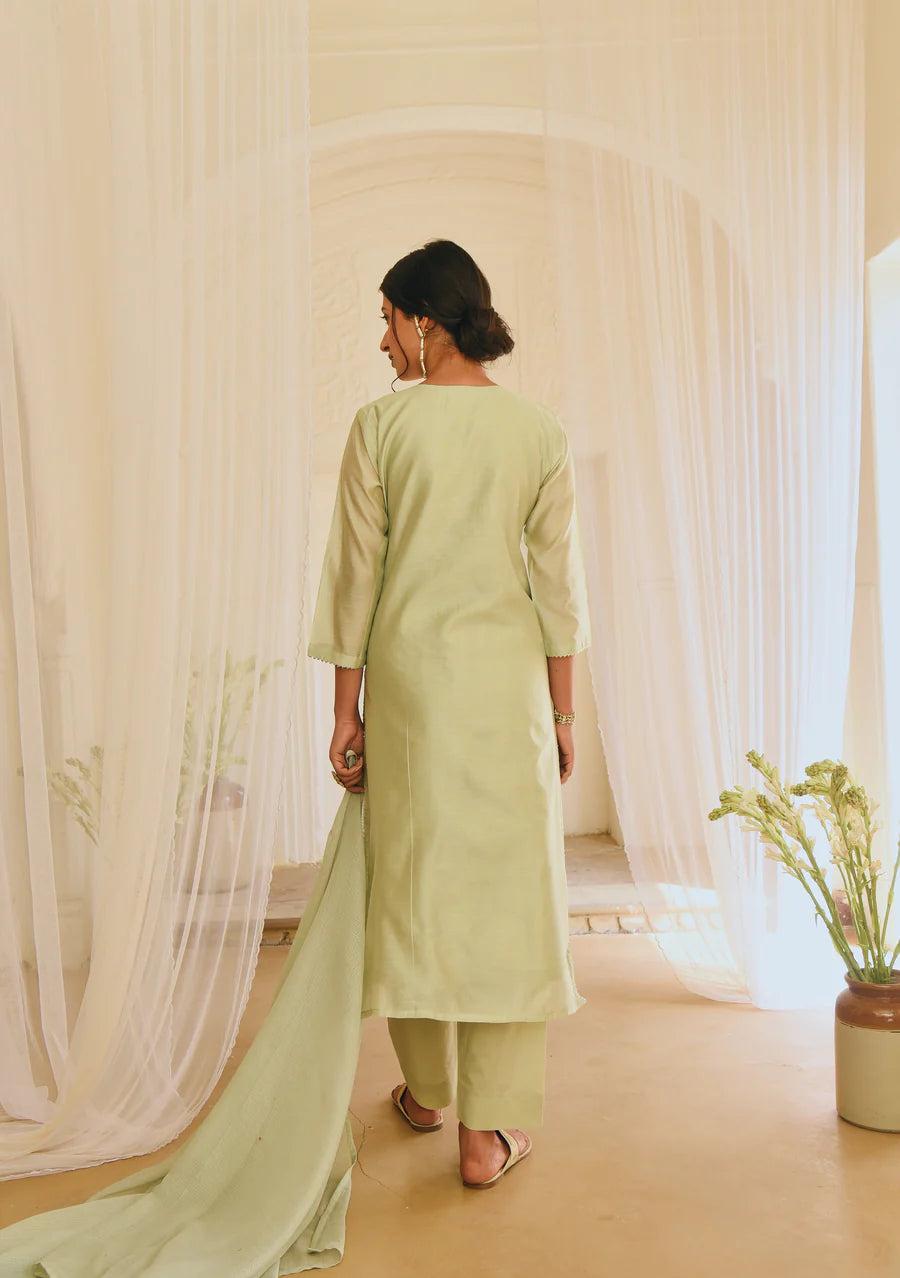 PISTA GREEN GOTA PATTI EMBROIDERED KURTA SET