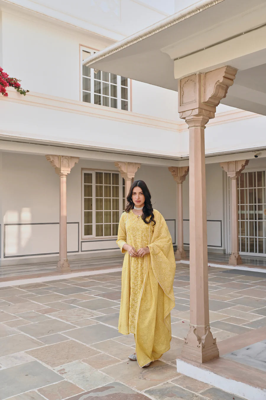 YELLOW A-LINE KURTA SET