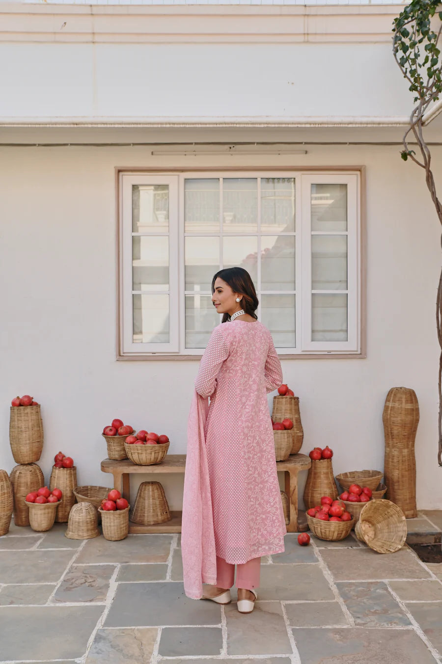 PINK A-LINE KURTA SET
