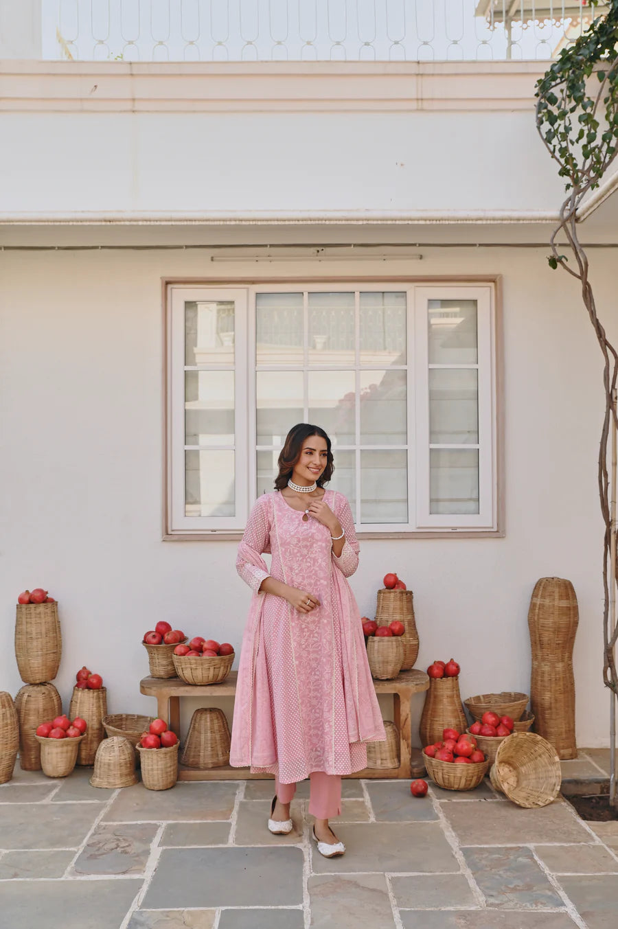 PINK A-LINE KURTA SET