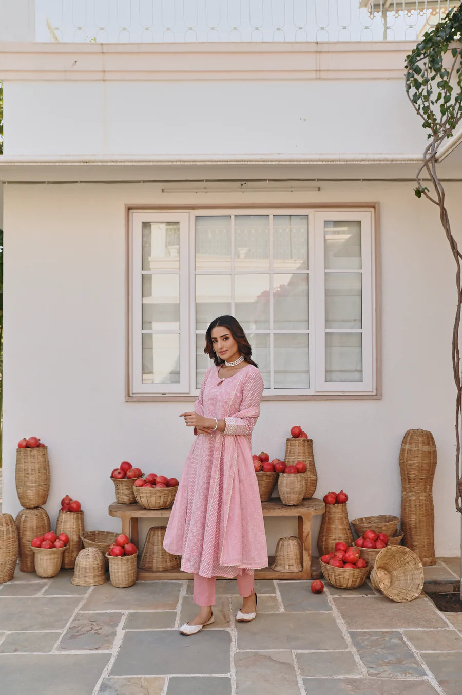 PINK A-LINE KURTA SET