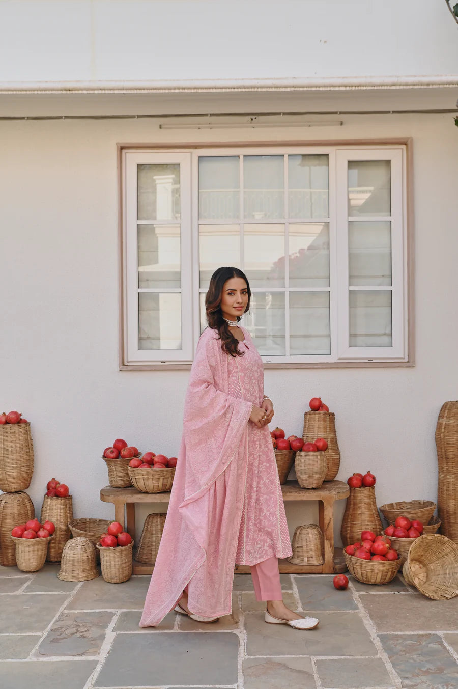 PINK A-LINE KURTA SET