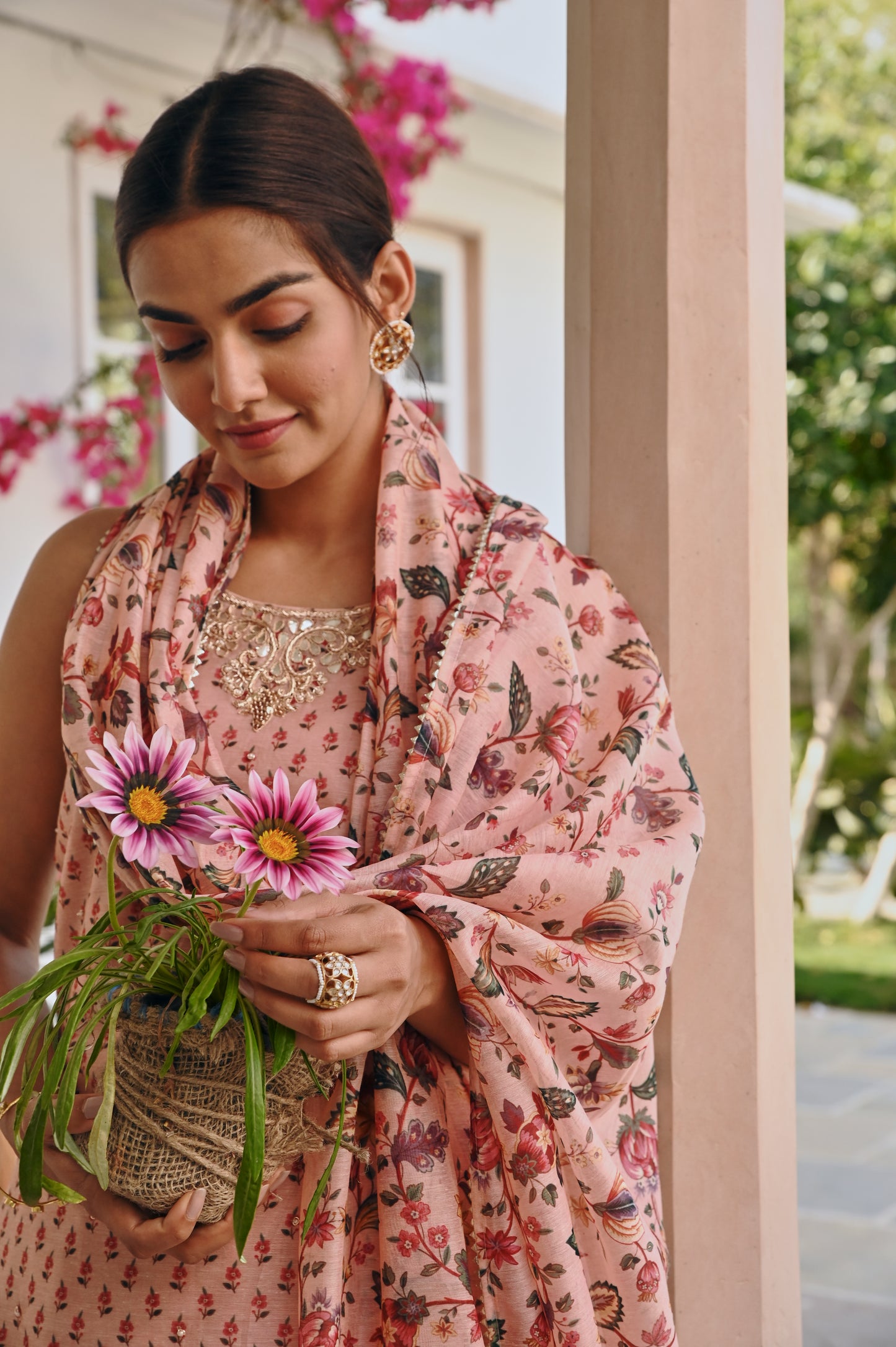 PRINTED CHANDERI SHARARA SET