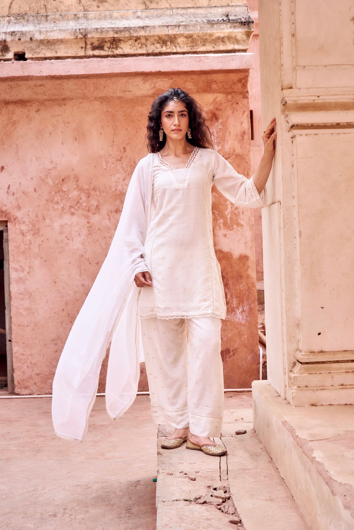 OFF WHITE MUL COTTON SUIT SET