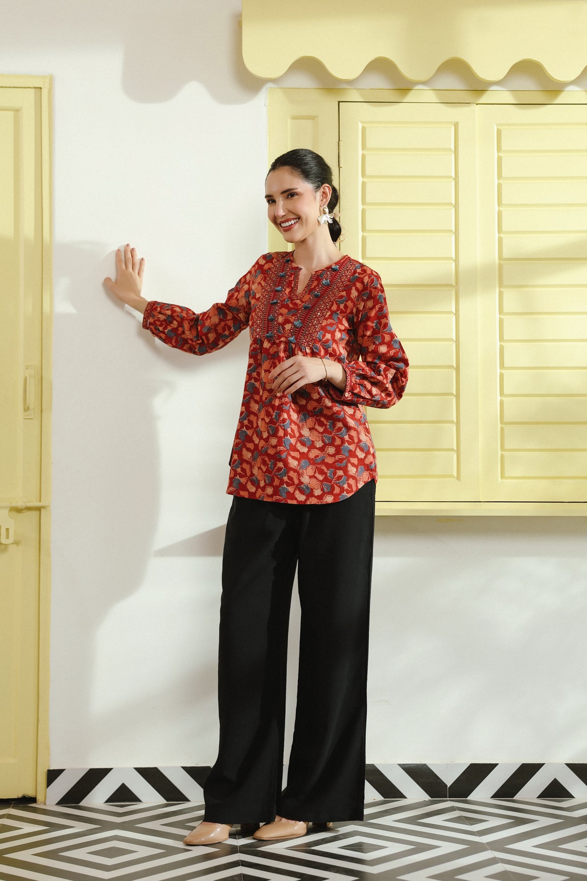 Red and Blue Cotton Top