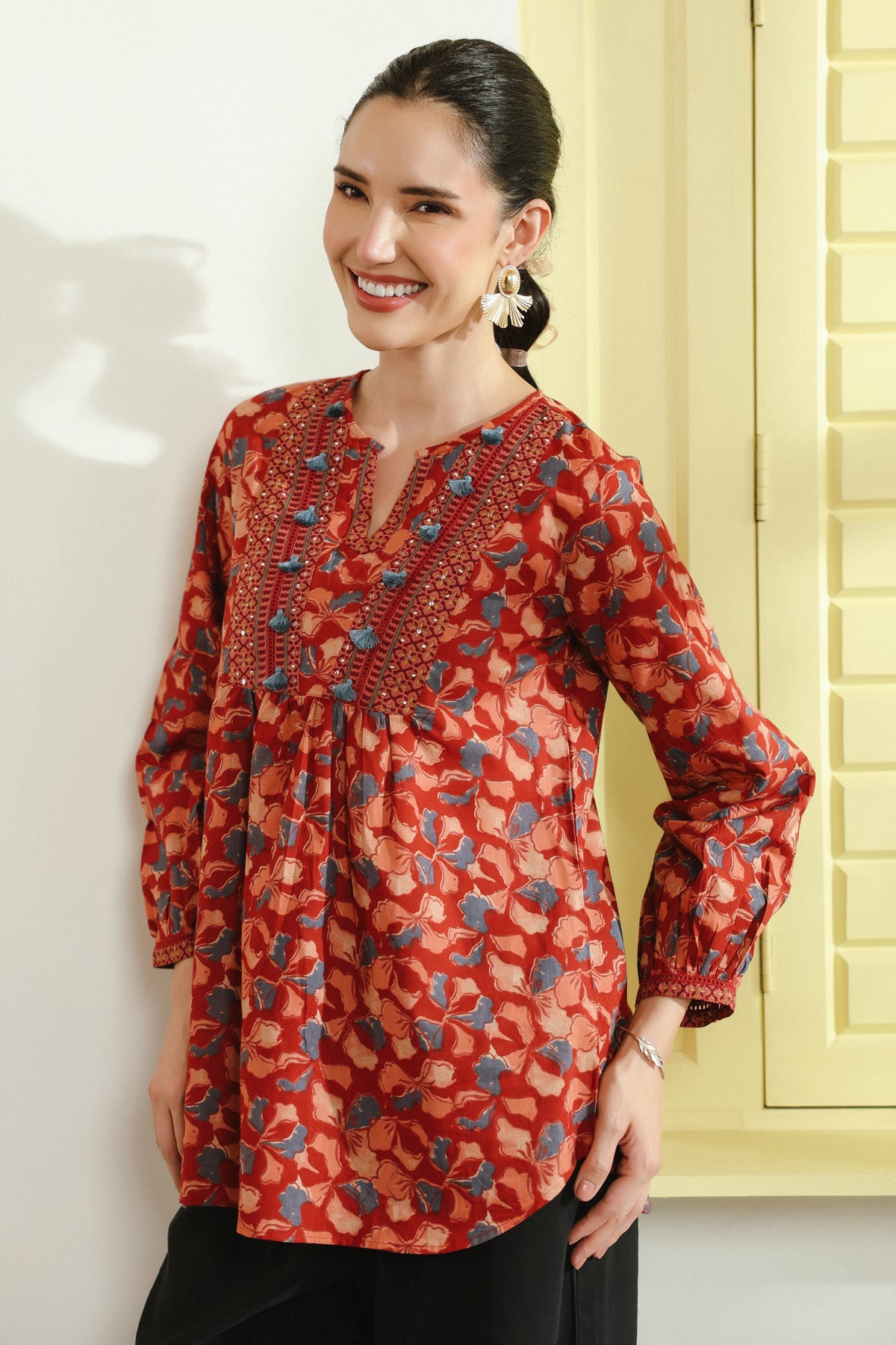 Red and Blue Cotton Top