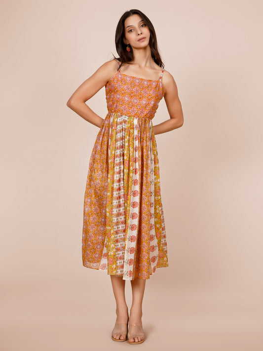 Multi Printed Strappy Dress