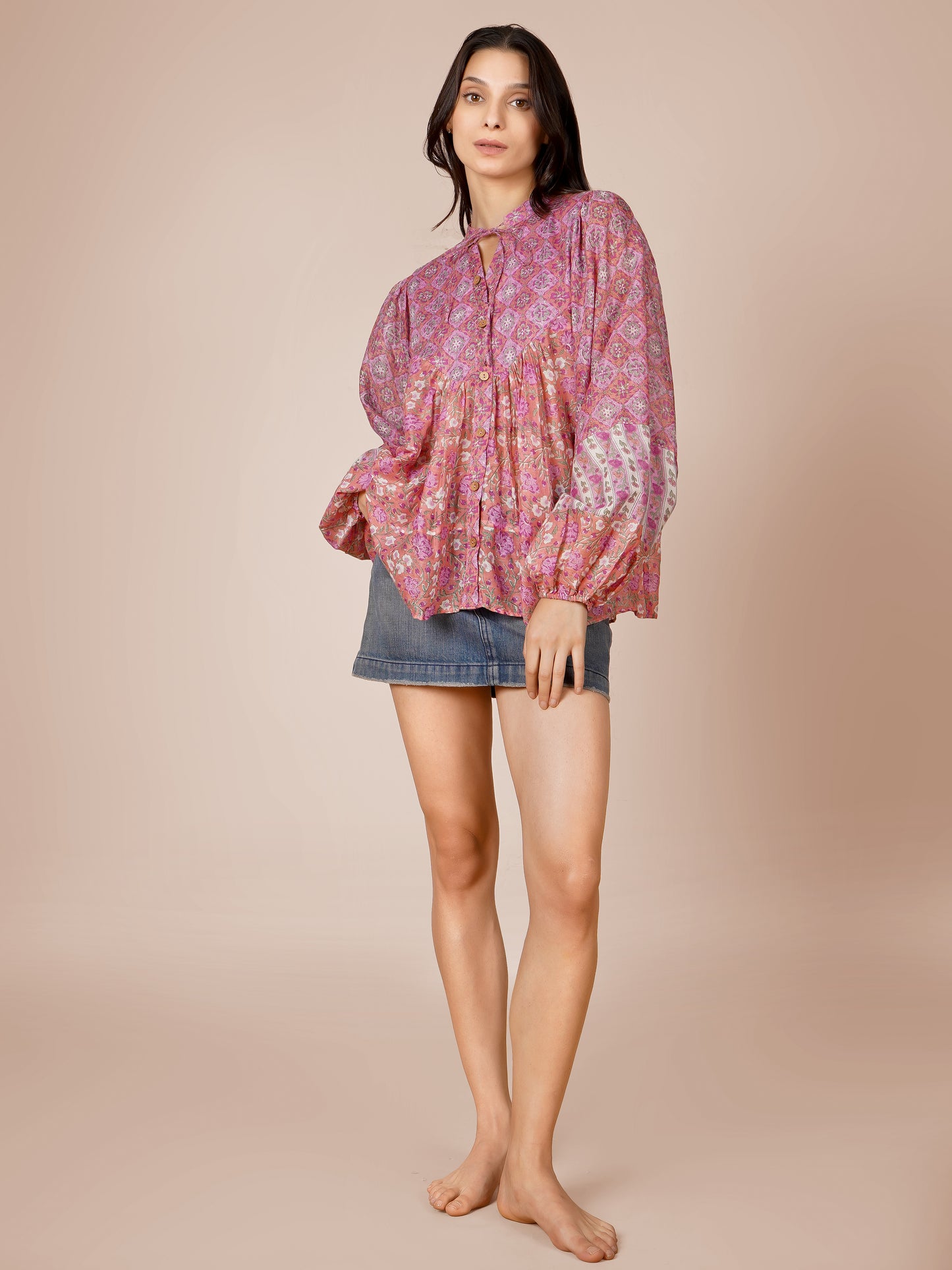 Printed Sleeved Top