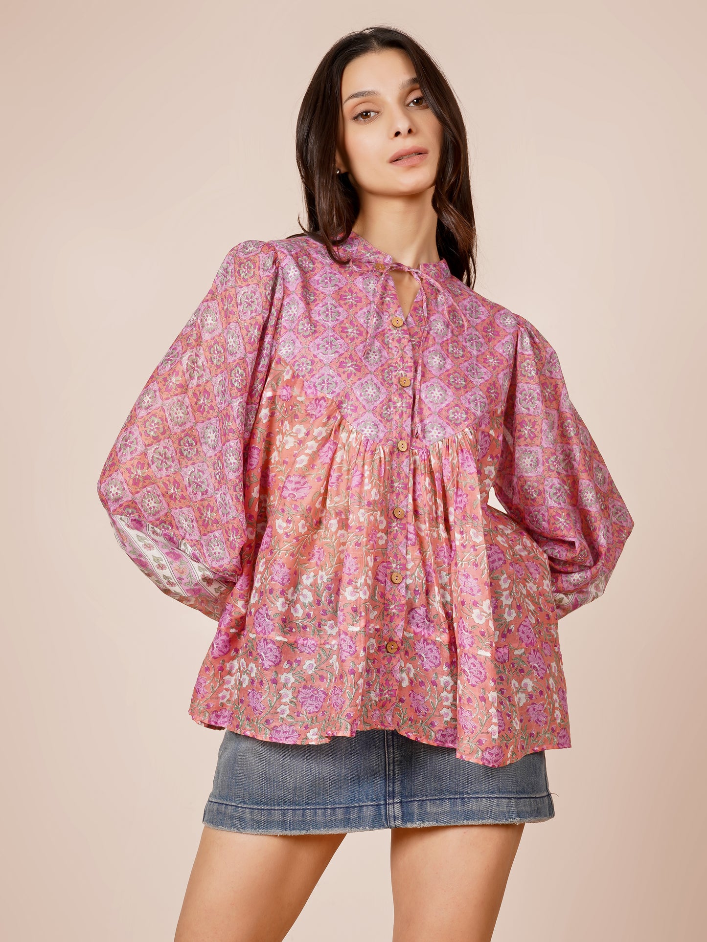 Printed Sleeved Top