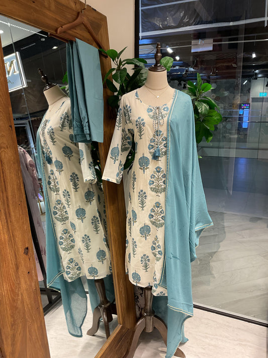 Pastel Teal Blue Suit Set