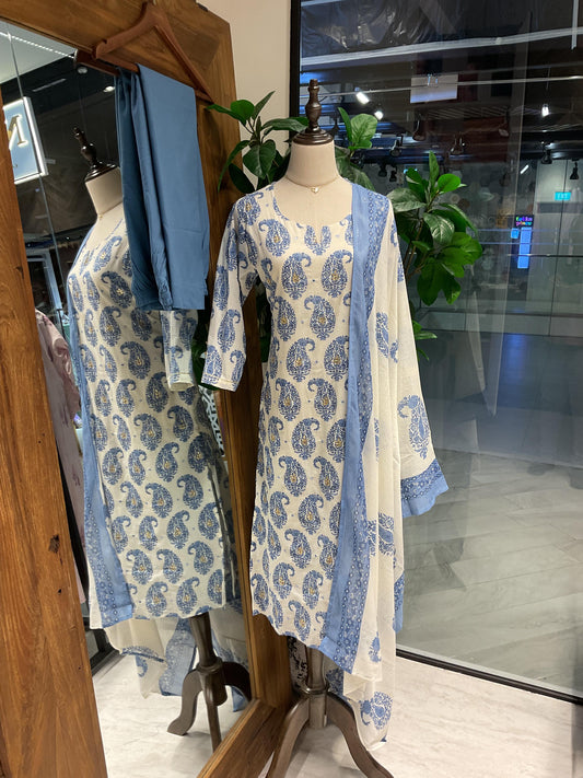 Blue Paisley Suit Set