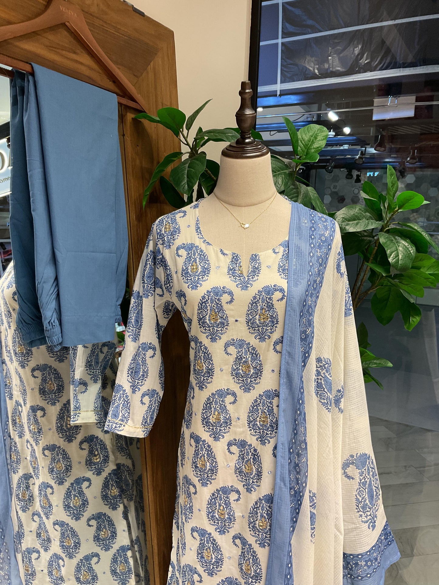 Blue Paisley Suit Set