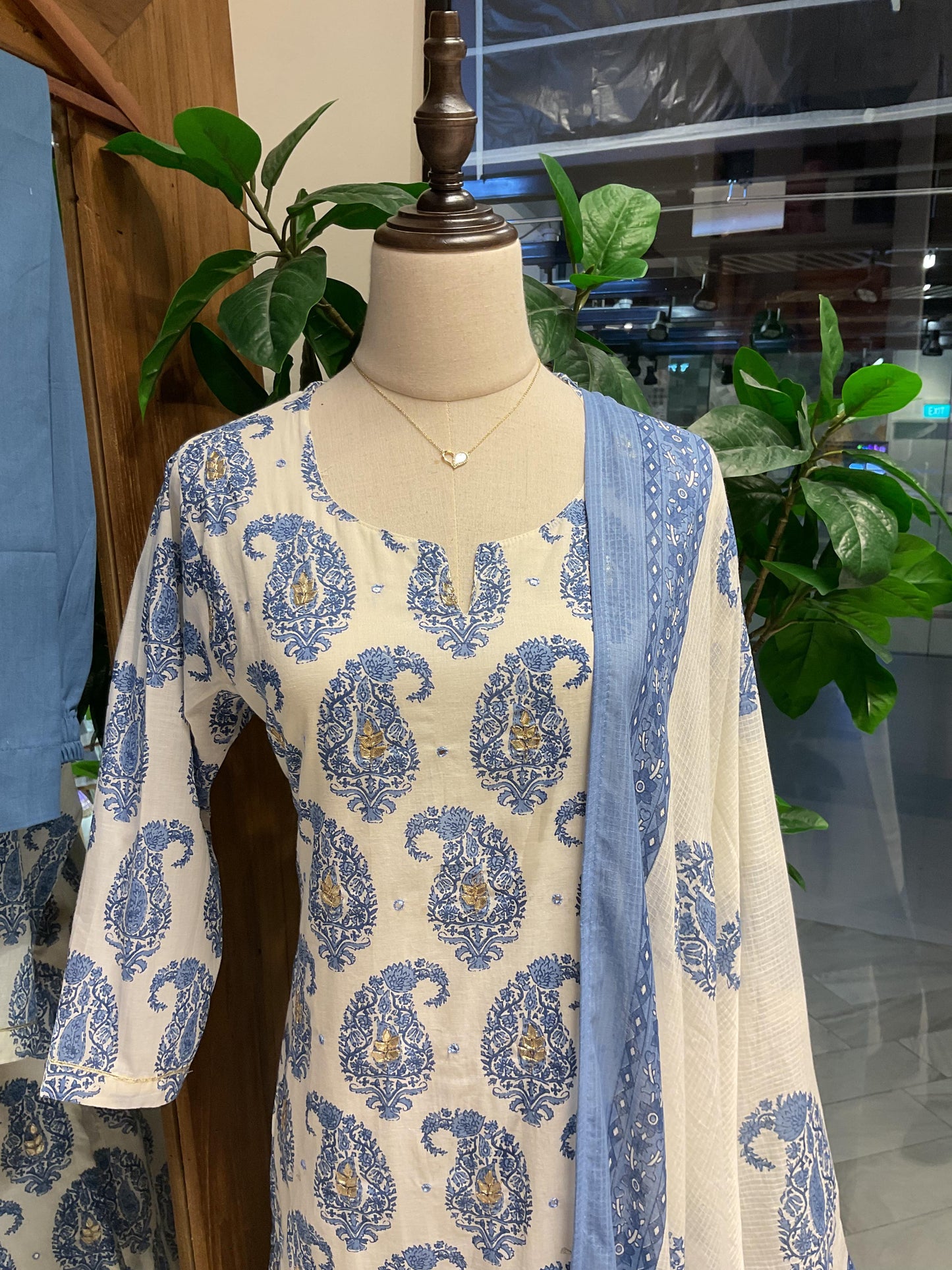 Blue Paisley Suit Set