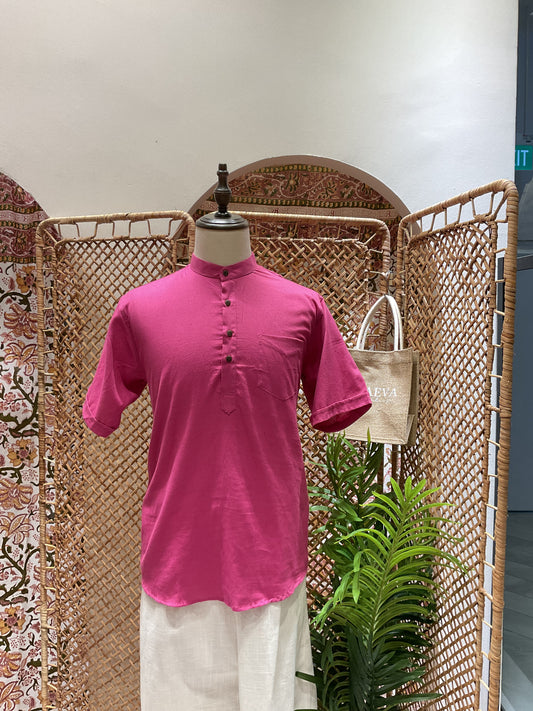 Magenta Kurta with Black Buttons