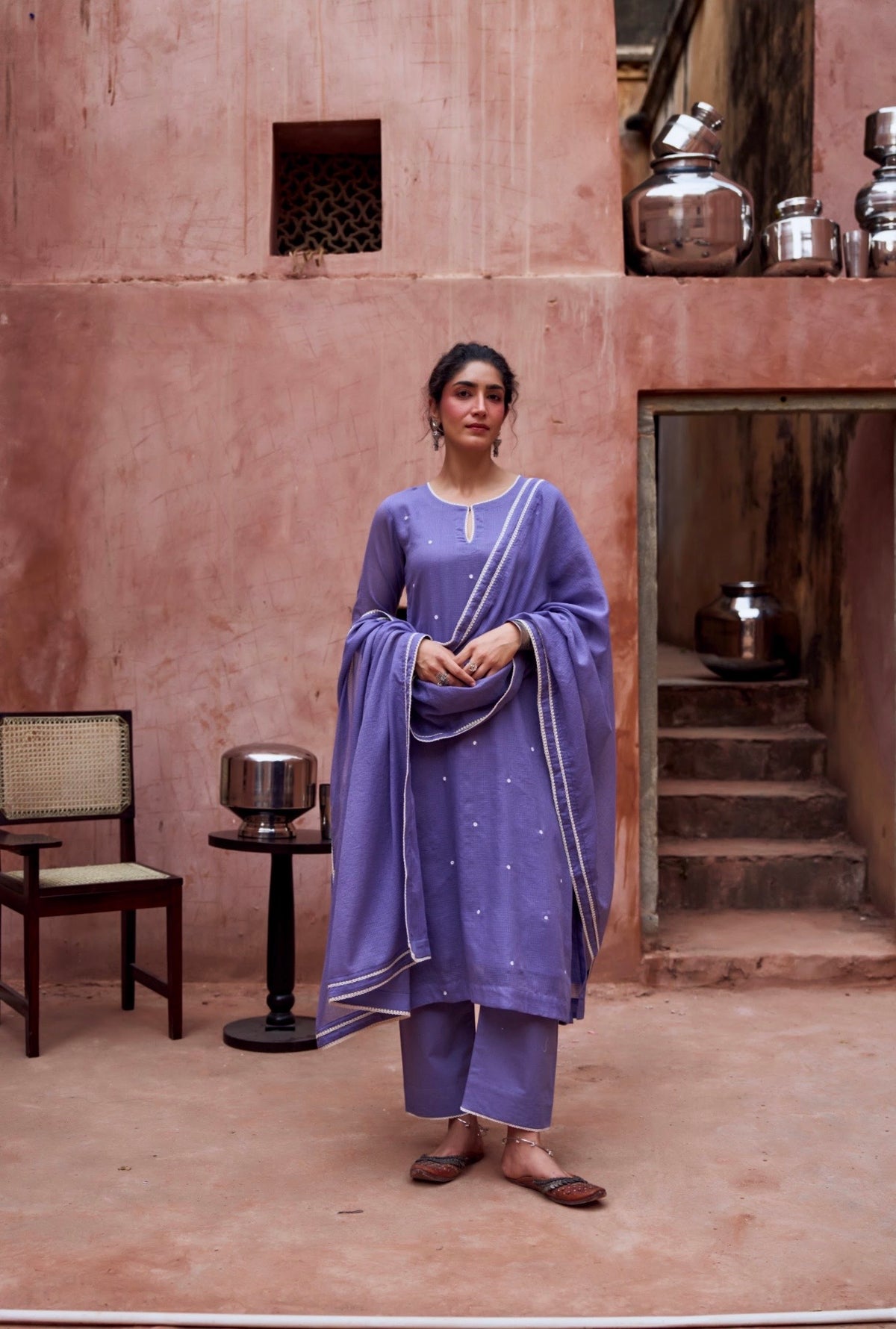 VIOLET KOTA DORIA SUIT SET IN BEAD WORK