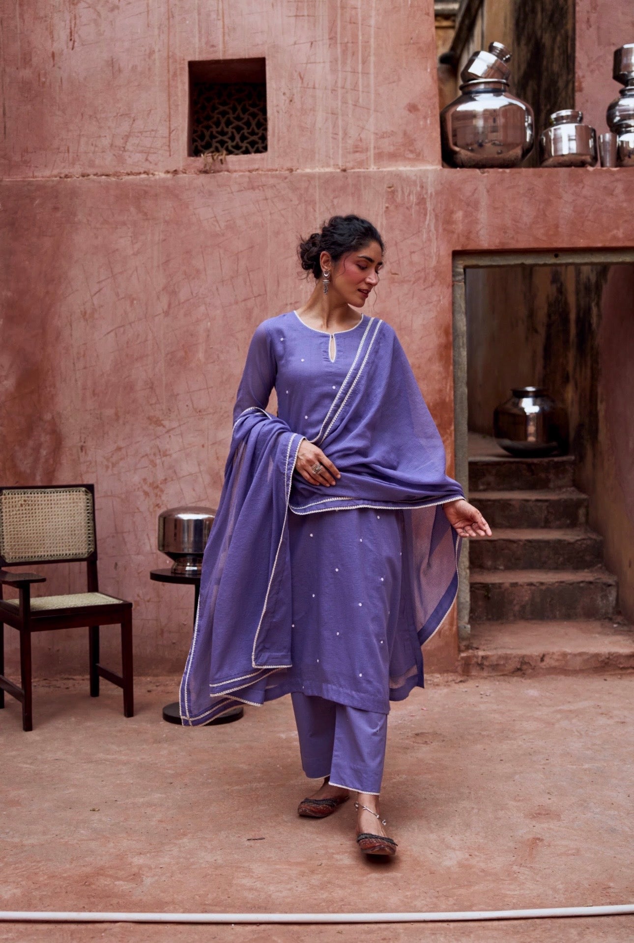 VIOLET KOTA DORIA SUIT SET IN BEAD WORK
