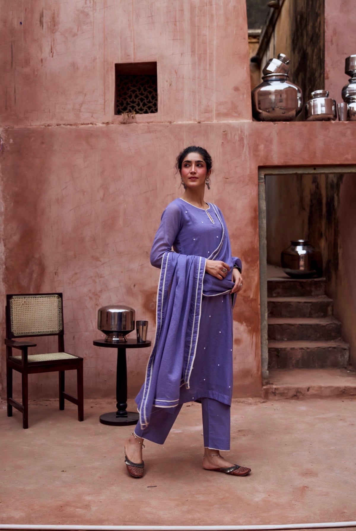 VIOLET KOTA DORIA SUIT SET IN BEAD WORK