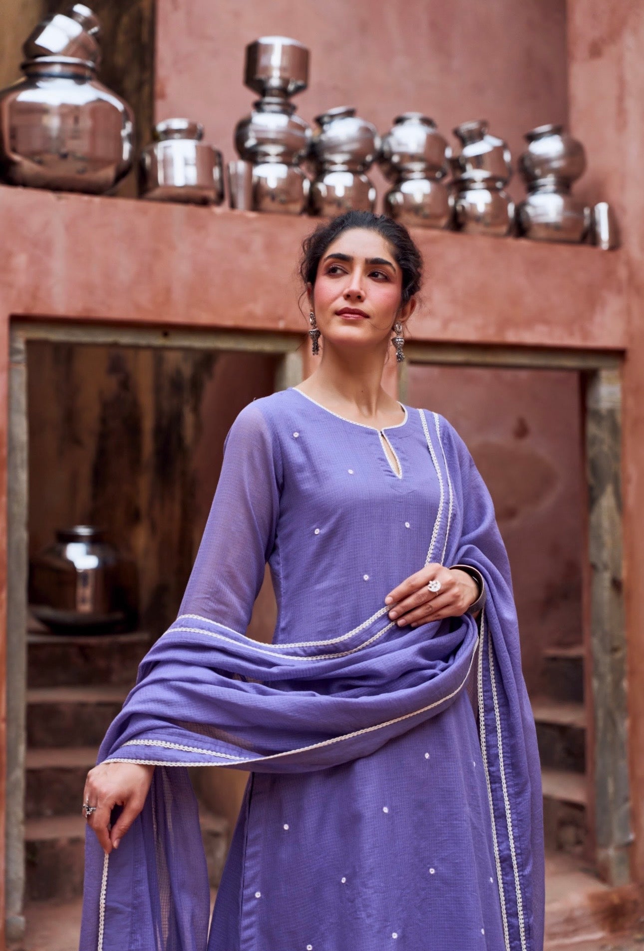 VIOLET KOTA DORIA SUIT SET IN BEAD WORK