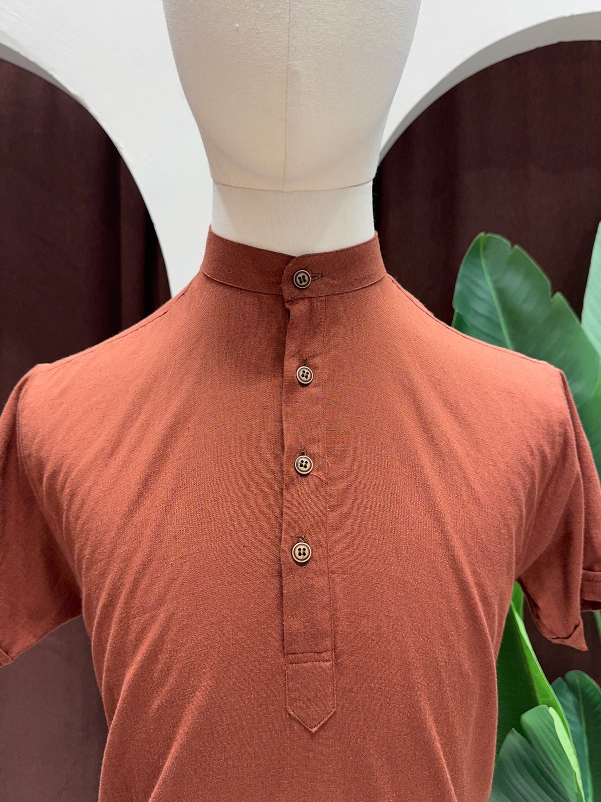 Brown Kurta without pocket