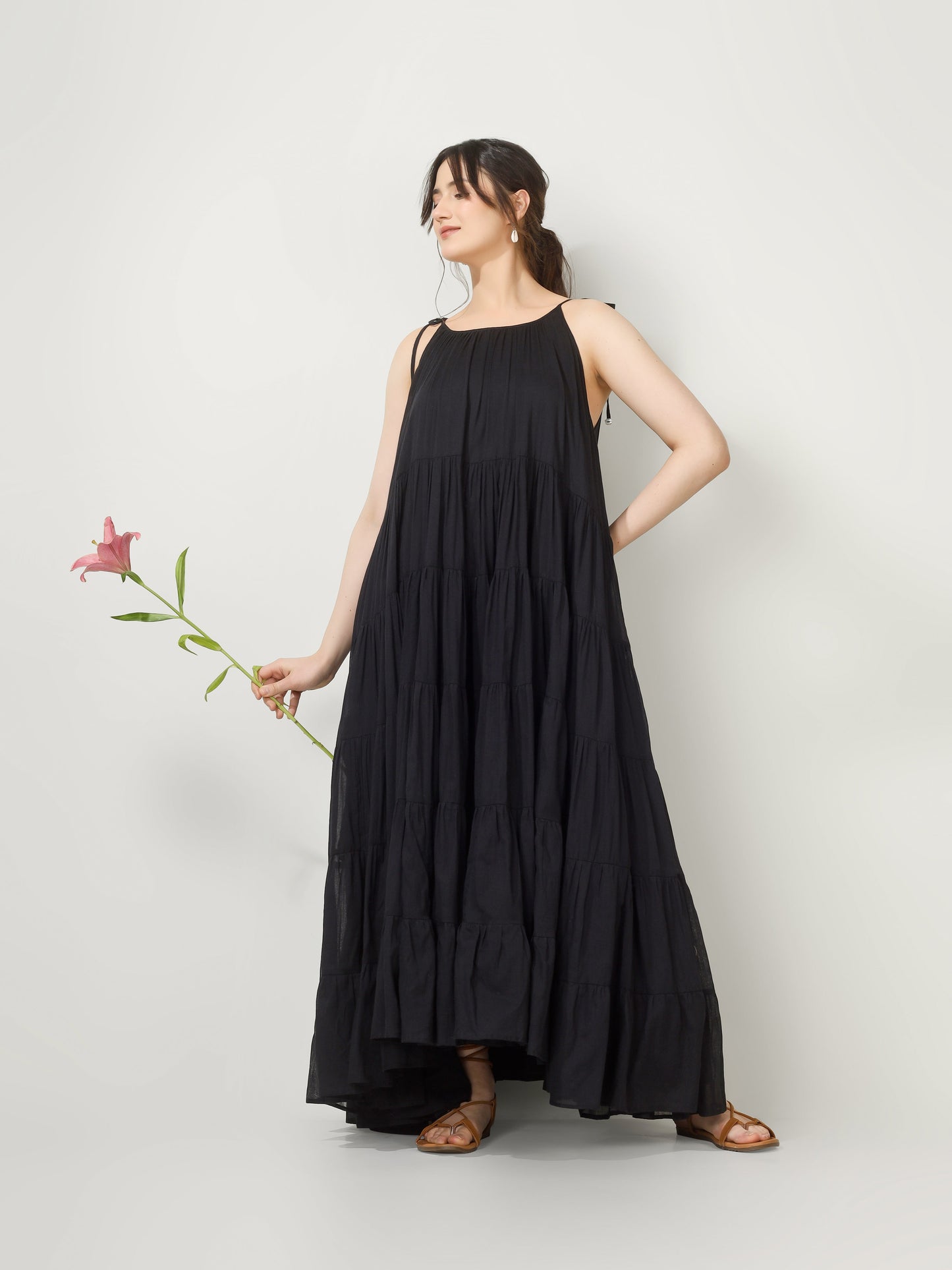 Black Multi Tier Maxi Dress