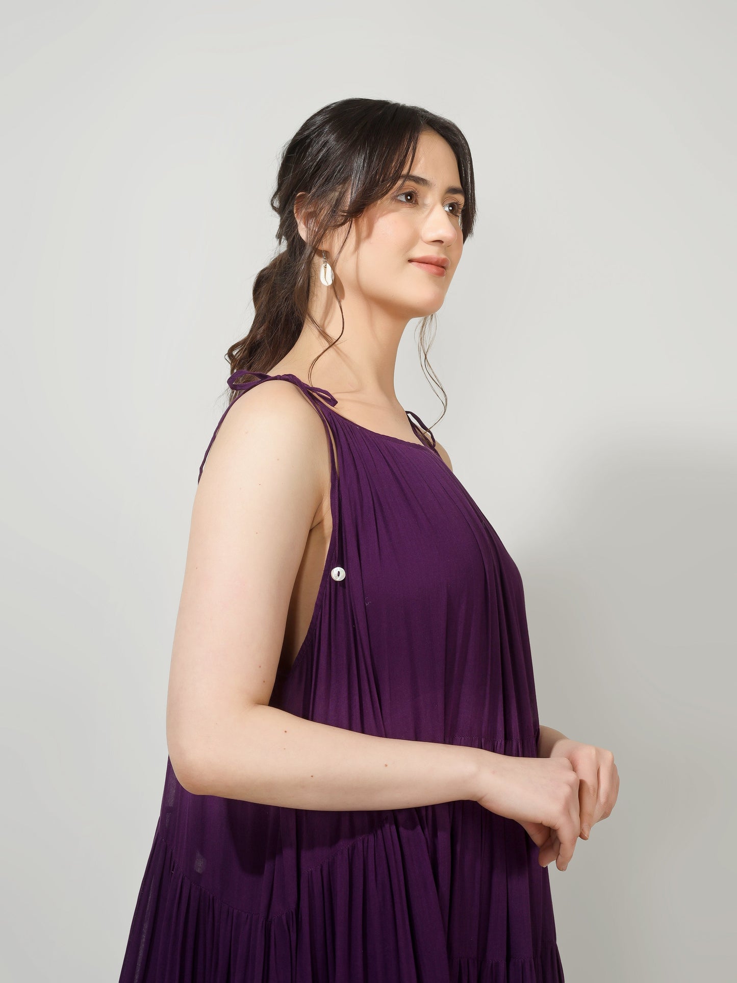 Purple Multi Tier Maxi Dress
