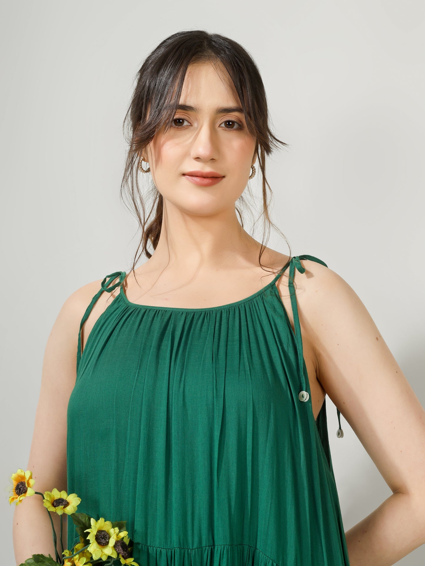 Emerald Green Multi Tier Maxi Dress