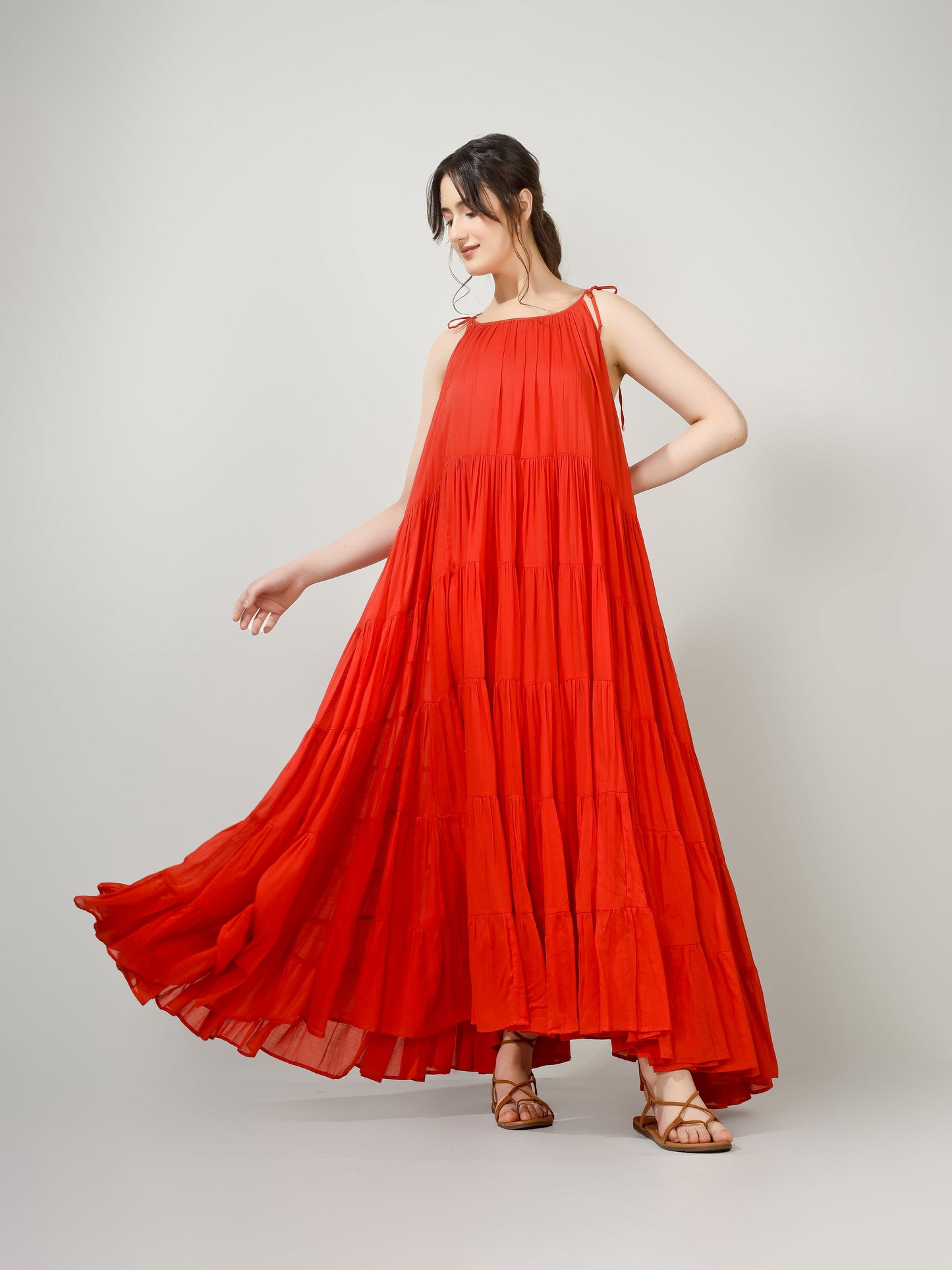 Orange Multi Tier Maxi Dress