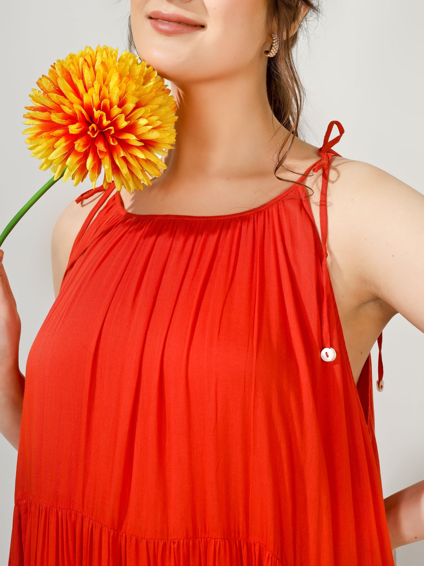 Orange Multi Tier Maxi Dress