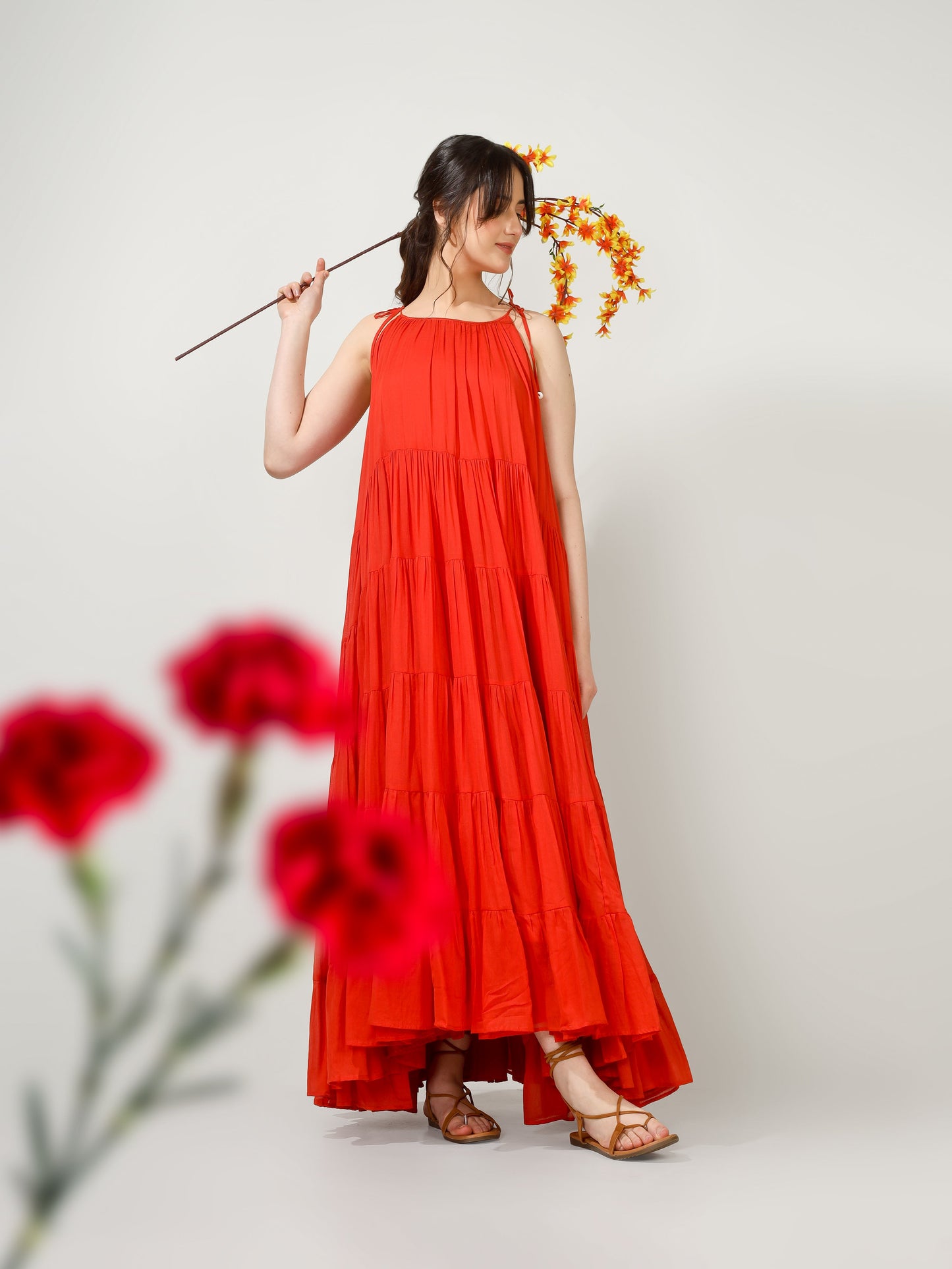 Orange Multi Tier Maxi Dress