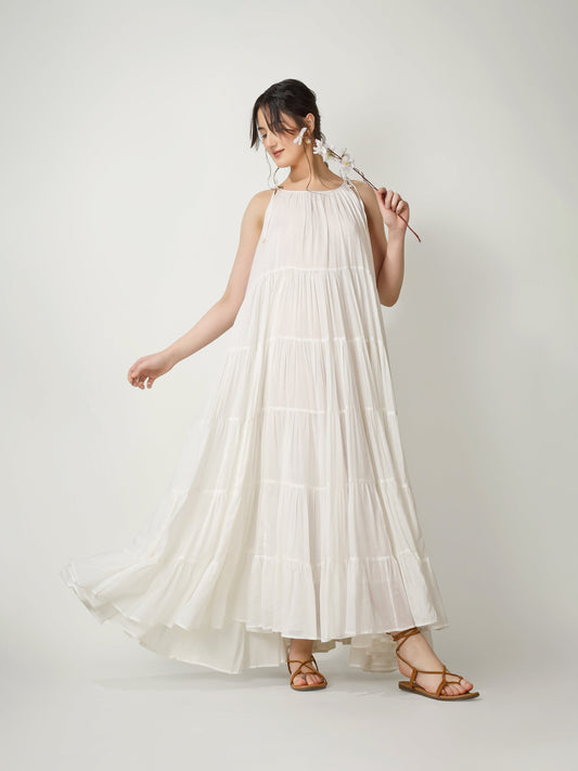 White Multi Tier Maxi Dress