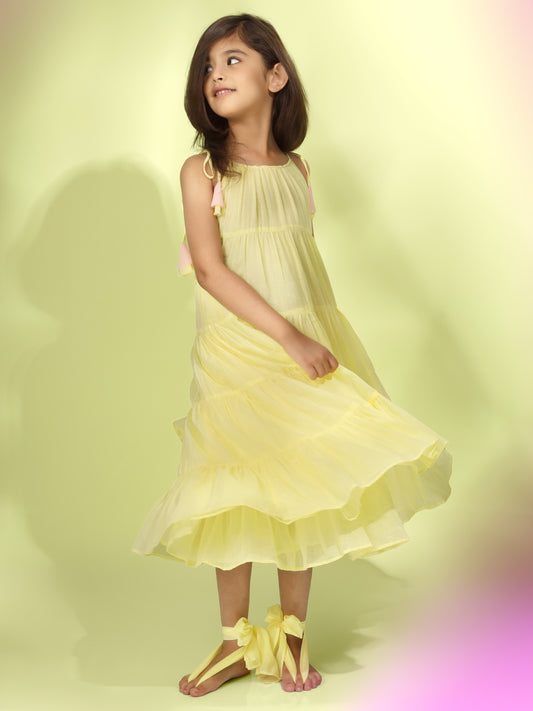 Jiyara - Yellow Halter Tier dress