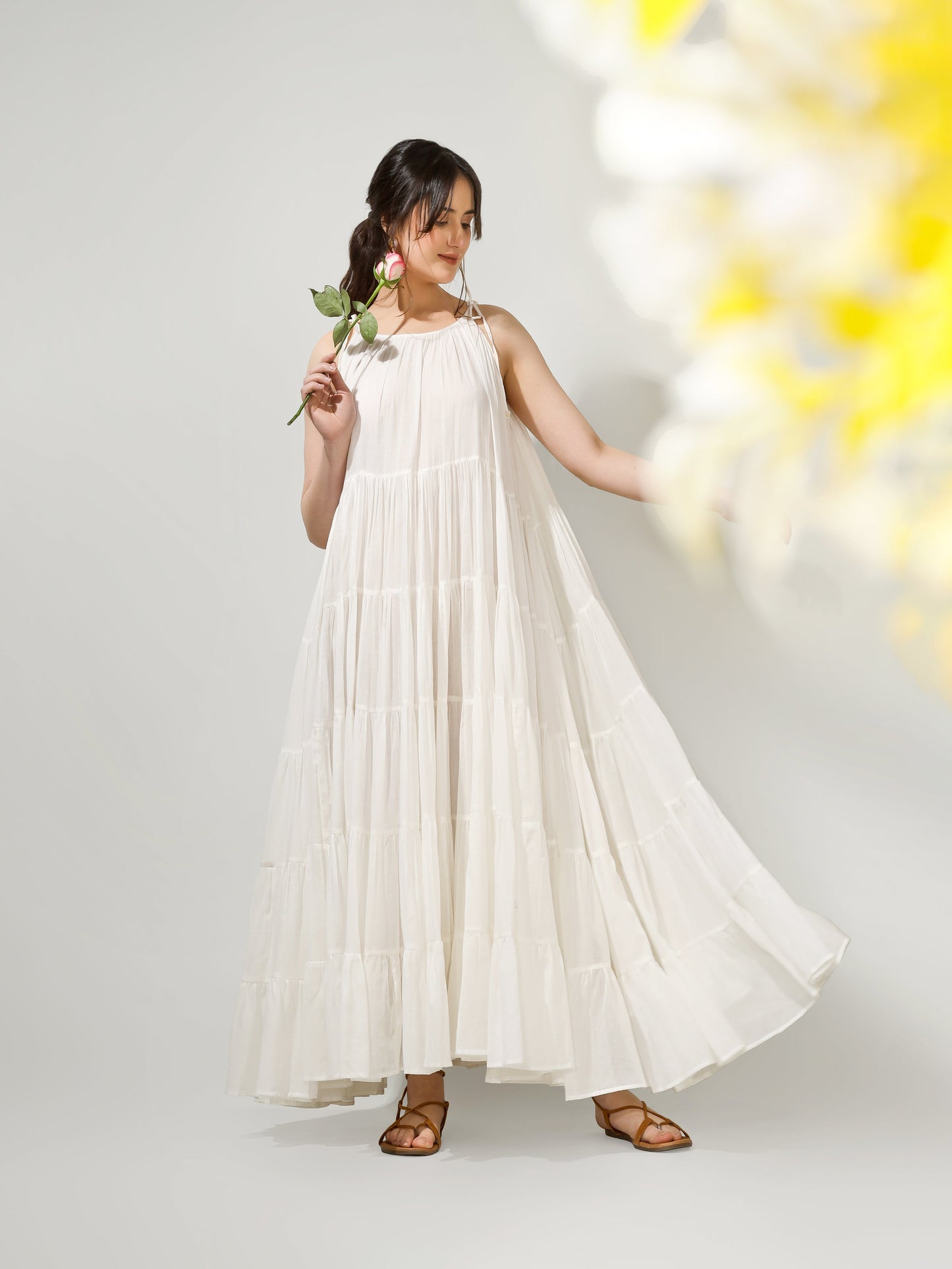 White Multi Tier Maxi Dress