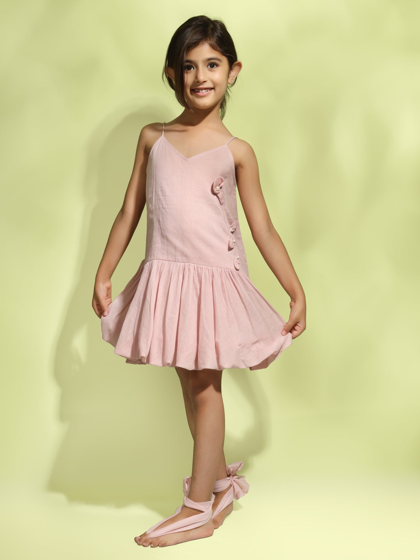 Jiyara Rose Pink Appliqued Dress