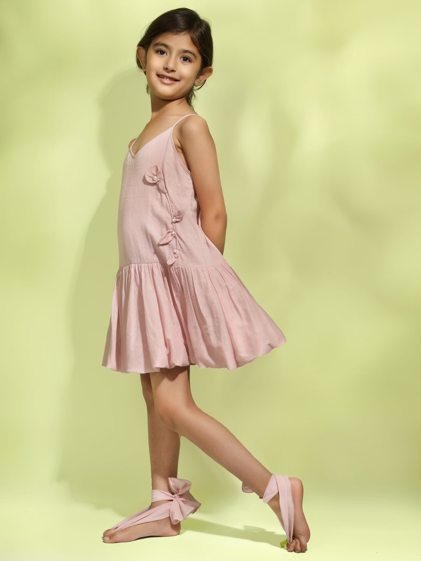Jiyara Rose Pink Appliqued Dress