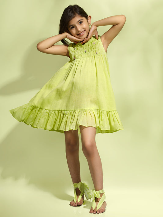 Jiyara Green Halter Dress