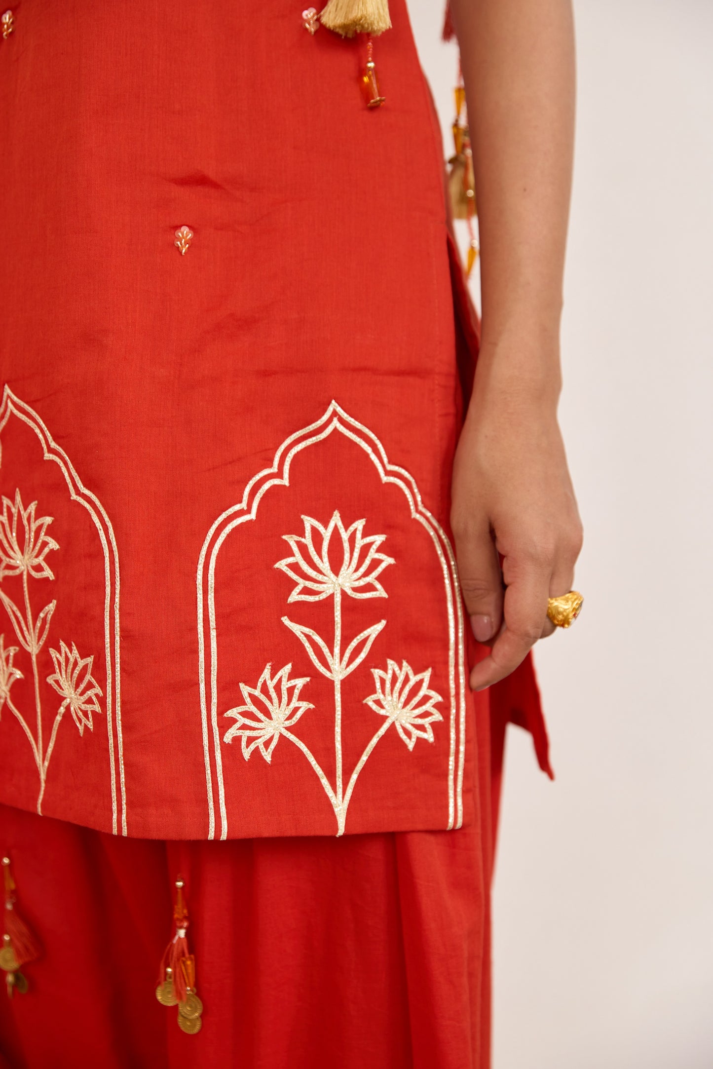 Strappy Kurta with Farshi Shalwar - Kesar Orange