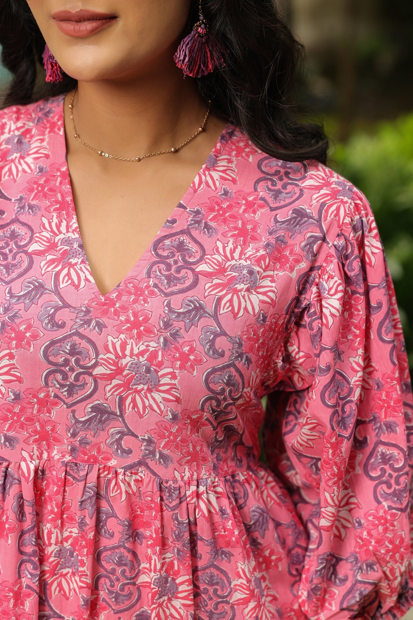 Pink Printed Zip Dress