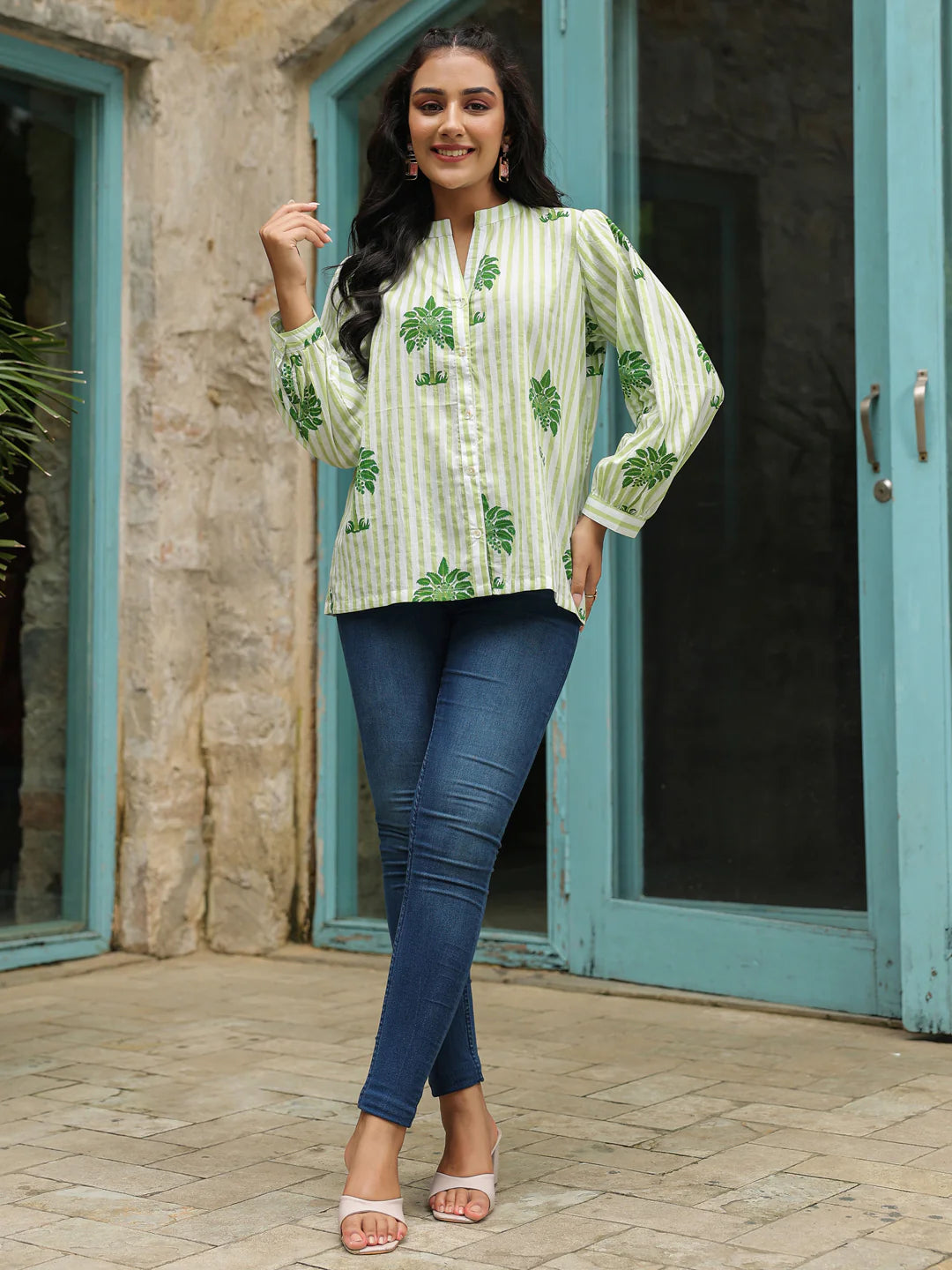 Green Palm Printed Shirt