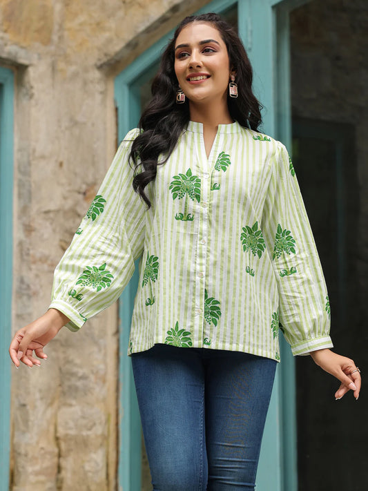 Green Palm Printed Shirt