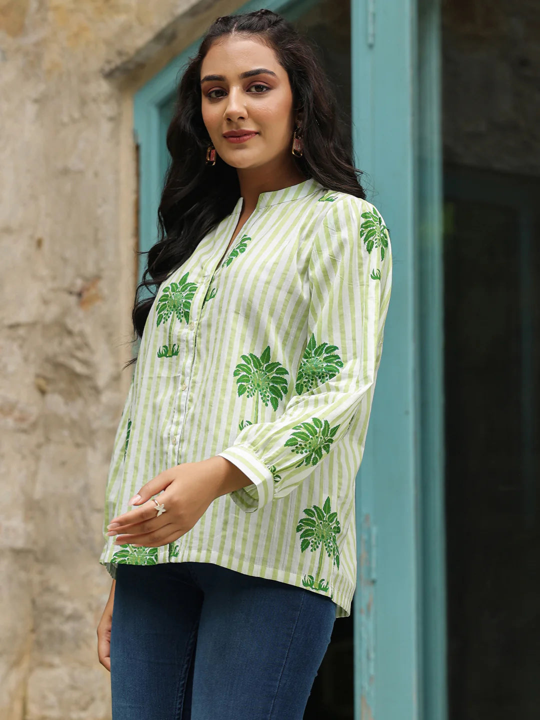 Green Palm Printed Shirt