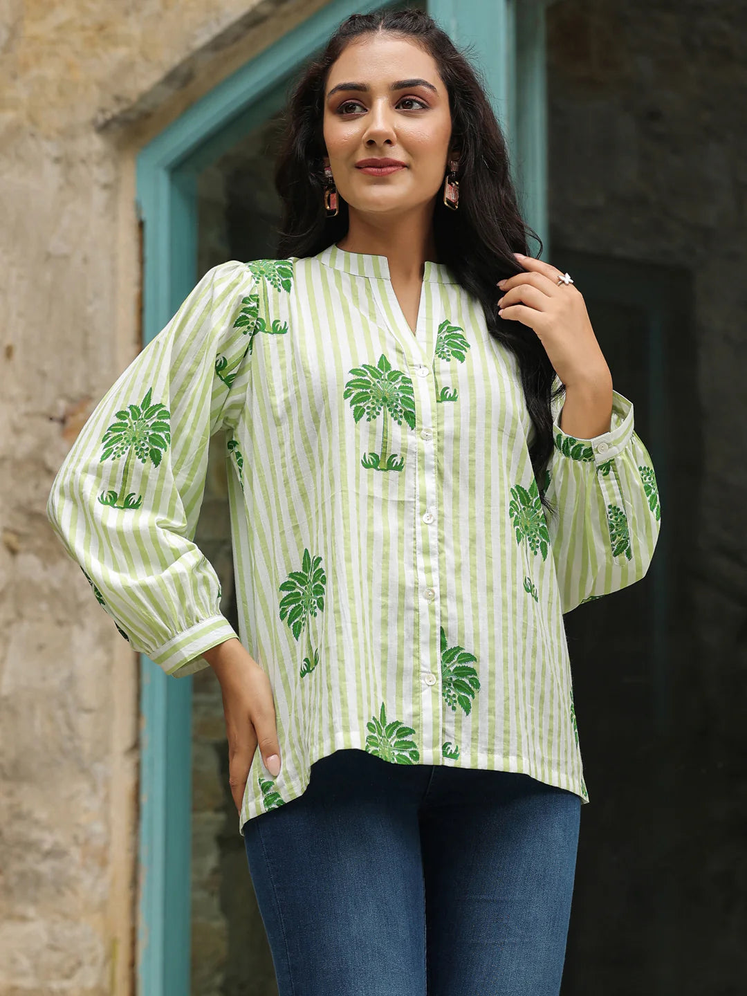 Green Palm Printed Shirt
