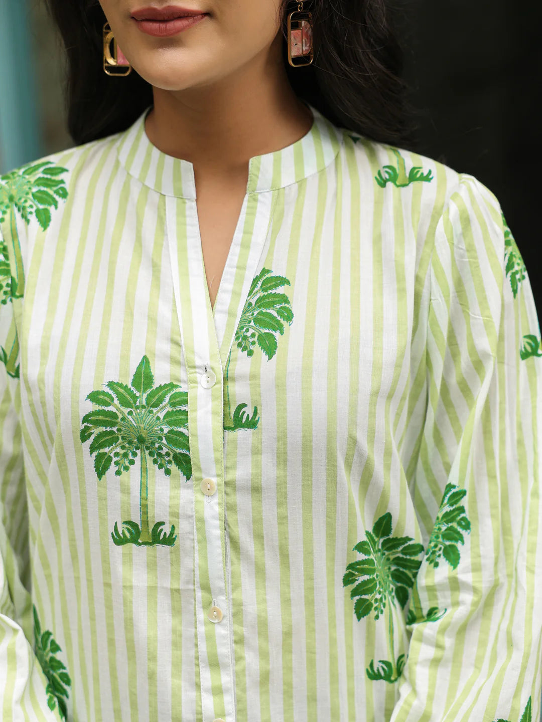 Green Palm Printed Shirt
