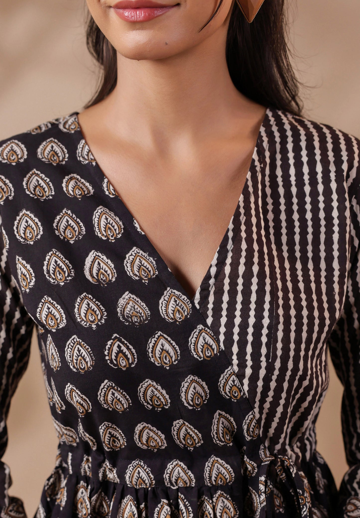 Bagru Printed Black Cotton Top