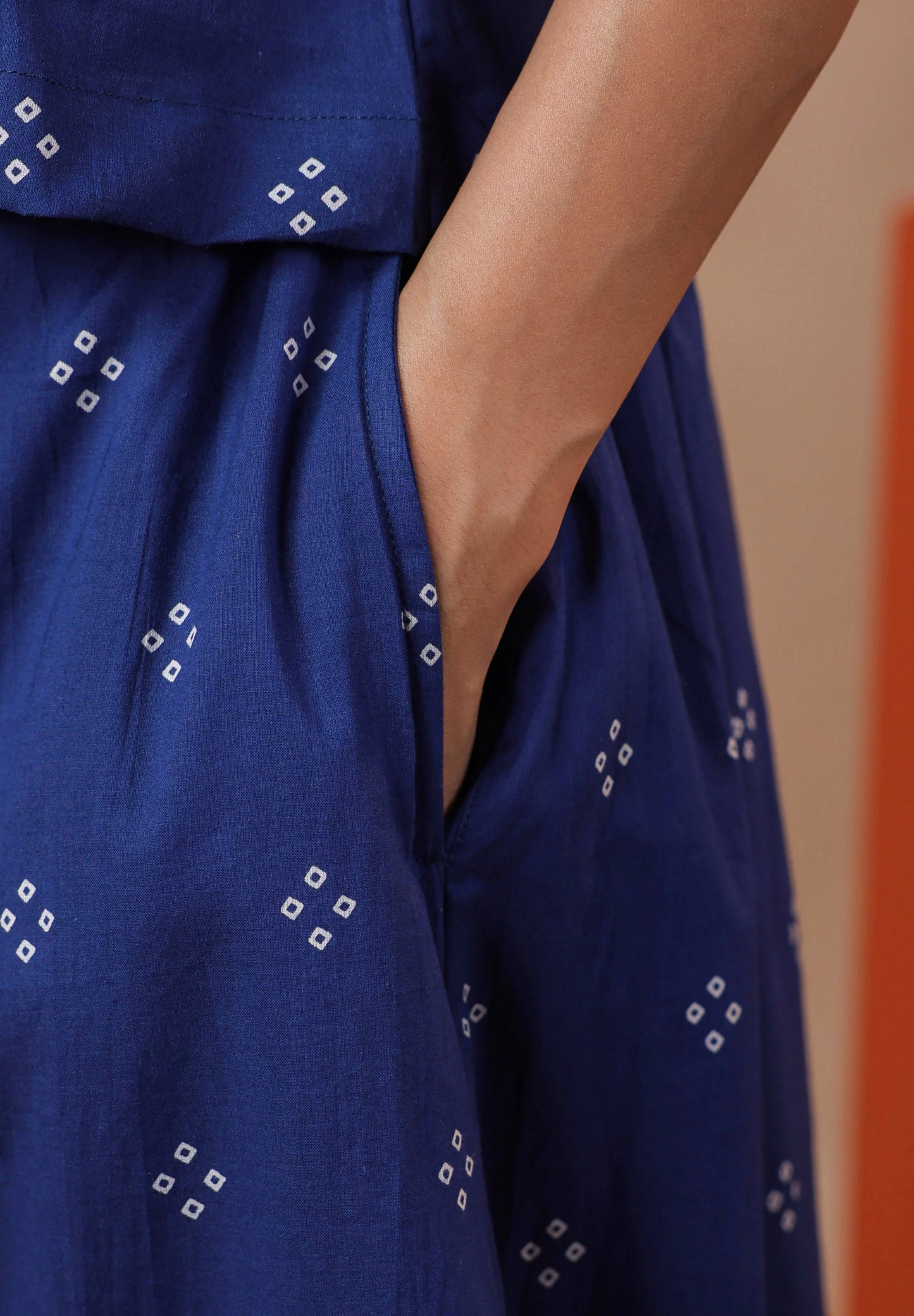 Blue Bandhej Cotton Skirt Co-ord Set