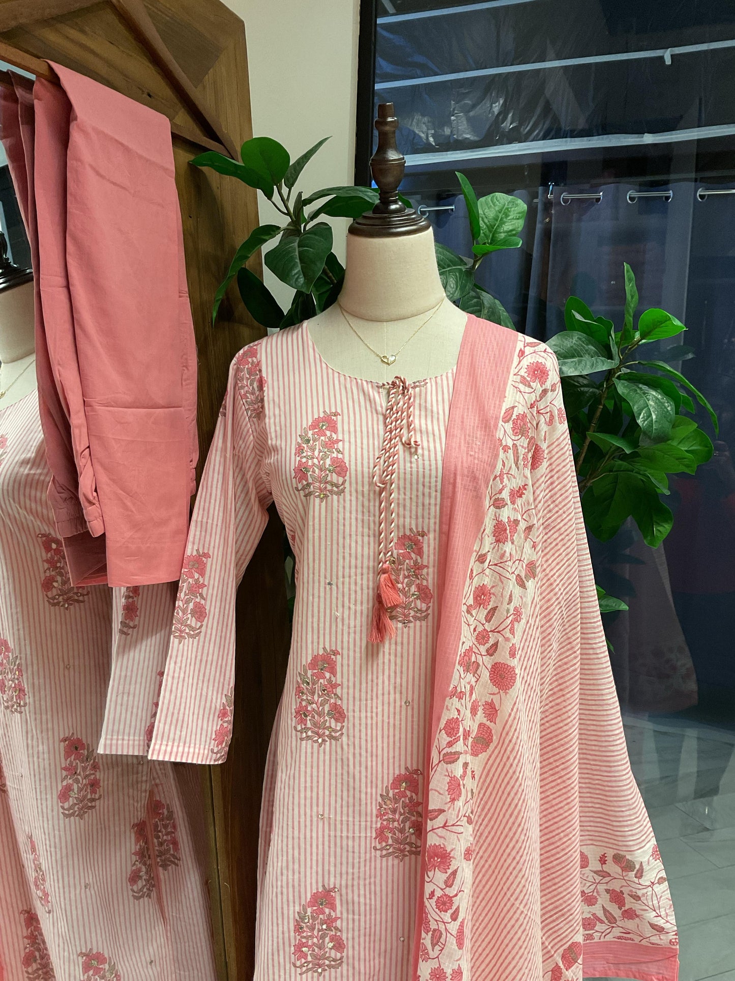 Rose Pink Striped Suit Set