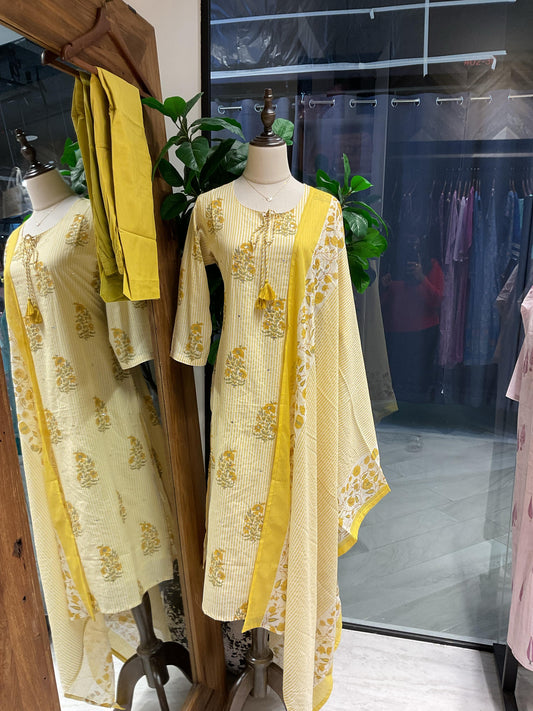 Pastel Yellow Striped Suit Set